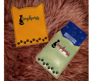 Stickserie ITH - Impfpasshülle Katzenkopf Ohren - 11 Motive Katze in 4 Varianten inkl. Blanko